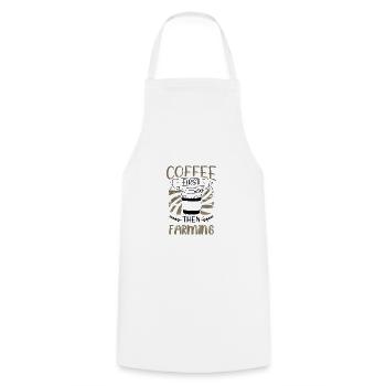 Farmer Gifts Coffee First then Farming Gifts - Cooking Apron - white - Front - AI Model Male 185 dark (185cm)