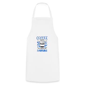 Farmer Gift Coffee First then Farming Gifts - Cooking Apron - white - Front - AI Model Male 185 dark (185cm)