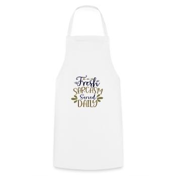 Sarcastic Humor Fresh Sarcasm Served Daily - Cooking Apron - white - Front - AI Model Male 185 dark (185cm)