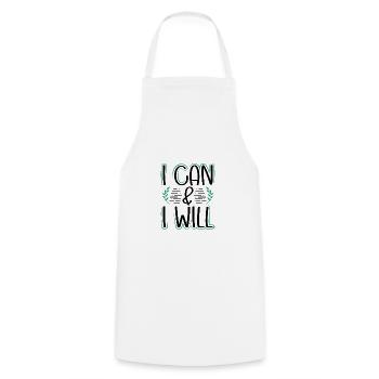 Feminism Gifts I Can And I Will Gift for a Girl - Cooking Apron - white - Front - AI Model Male 185 dark (185cm)