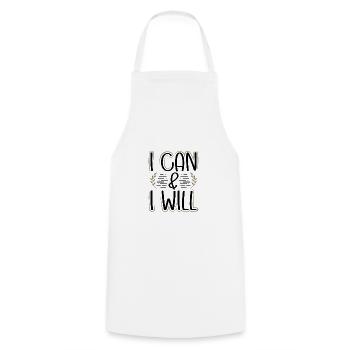Feminism Gifts I Can And I Will Inspirational - Cooking Apron - white - Front - AI Model Male 185 dark (185cm)