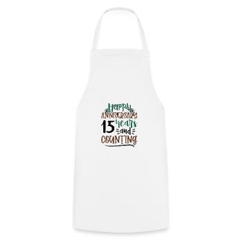 Happy Anniversary 15 Years and Counting 15th - Cooking Apron - white - Front - AI Model Male 185 dark (185cm)
