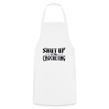 Crocheter Gift Shut Up I'm Crocheting Gift - Cooking Apron - white - Front - AI Model Male 185 dark (185cm)