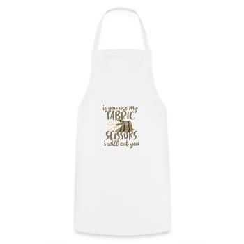 Cadeau de couturière si vous utilisez mes ciseaux en tissu - Tablier de cuisine - blanc - Devant - AI Model Male 185 dark (185cm)