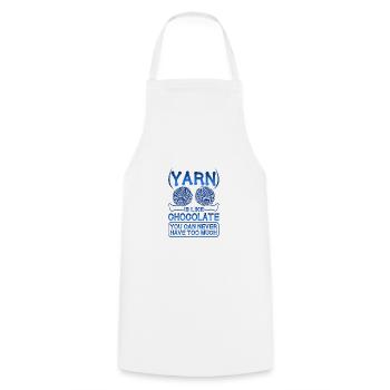 Knitter Gift Yarn Like Chocolate Never Have Too - Cooking Apron - white - Front - AI Model Male 185 dark (185cm)