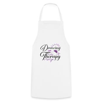 Artist Gifts Drawing is My Therapy Gift for Artist - Cooking Apron - white - Front - AI Model Male 185 dark (185cm)