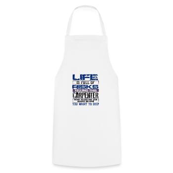 Carpenter Gift Life Full of Risks Telling - Cooking Apron - white - Front - AI Model Male 185 dark (185cm)