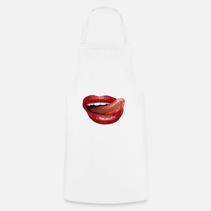 Langue Bouche BOUCHE PROTÈGE-DENTS IDÉE CADEAU - Tablier de cuisine - blanc