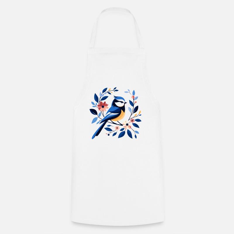 Bleu - Tablier de cuisine - blanc