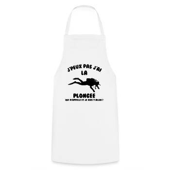 J’peux pas j’ai plongée - Tablier de cuisine - blanc - Devant - AI Model Male 185 dark (185cm)