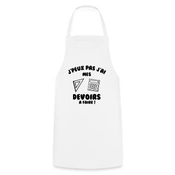 J’peux pas j’ai mes devoirs à faire - Tablier de cuisine - blanc - Devant - AI Model Male 185 dark (185cm)