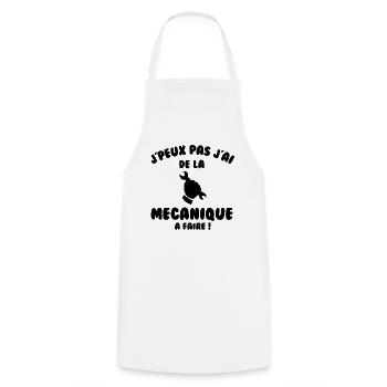 J’peux pas j’ai de la mécanique à faire - Tablier de cuisine - blanc - Devant - AI Model Male 185 dark (185cm)