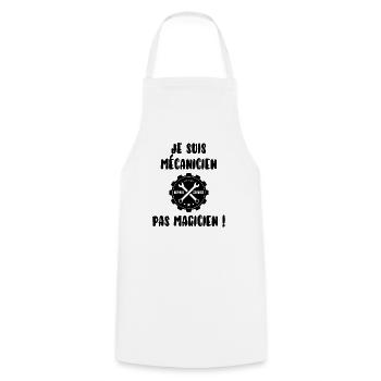 Mécanicien pas magicien - Tablier de cuisine - blanc - Devant - AI Model Male 185 dark (185cm)