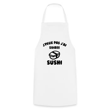 J’peux pas j’ai soirée sushi - Tablier de cuisine - blanc - Devant - AI Model Male 185 dark (185cm)