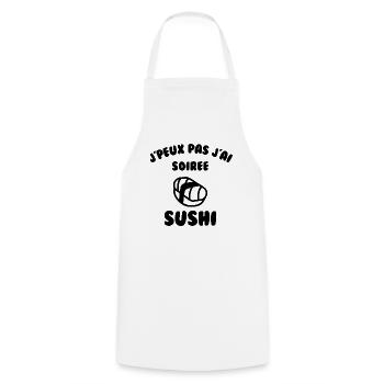 J’peux pas j’ai soirée sushi - Tablier de cuisine - blanc - Devant - AI Model Male 185 dark (185cm)