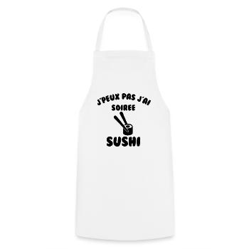J’peux pas j’ai soirée sushi - Tablier de cuisine - blanc - Devant - AI Model Male 185 dark (185cm)