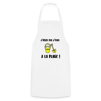 J’peux pas j’vais à la plage - Tablier de cuisine - blanc - Devant - AI Model Male 185 dark (185cm)