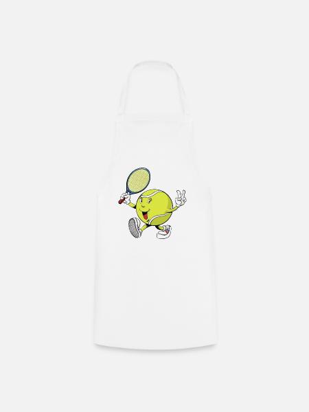 Tennis Cartoon Maskottchen - Kochschürze - Weiß