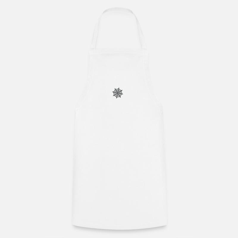 Embroidered spider web - Cooking Apron - white