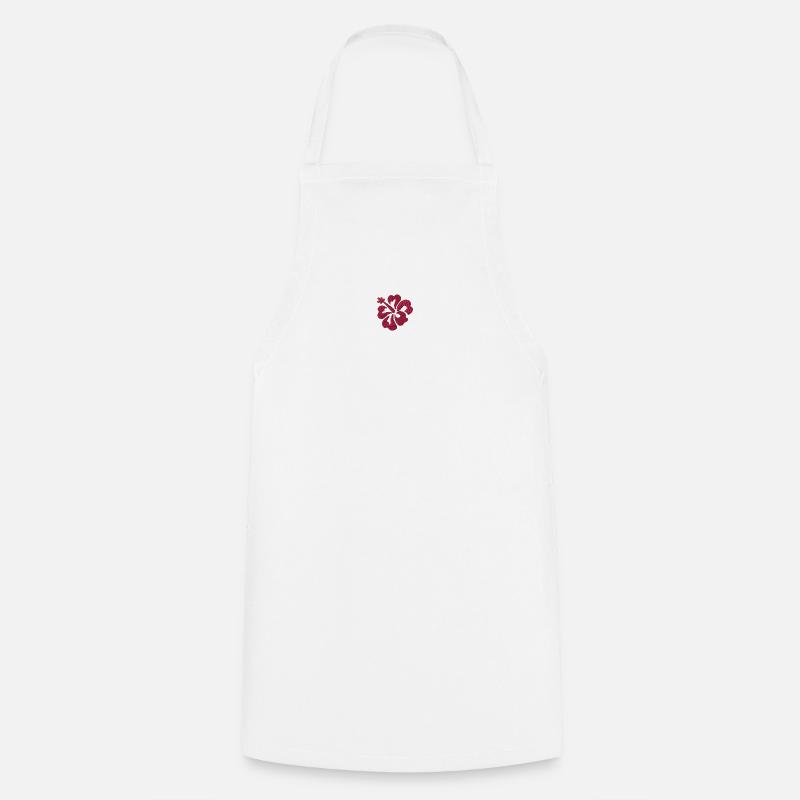 Fleur brodée - Tablier de cuisine - blanc