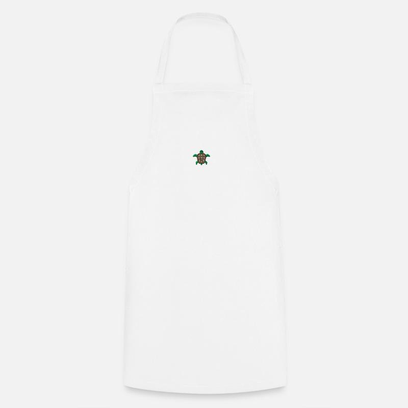 Tortue brodée - Tablier de cuisine - blanc