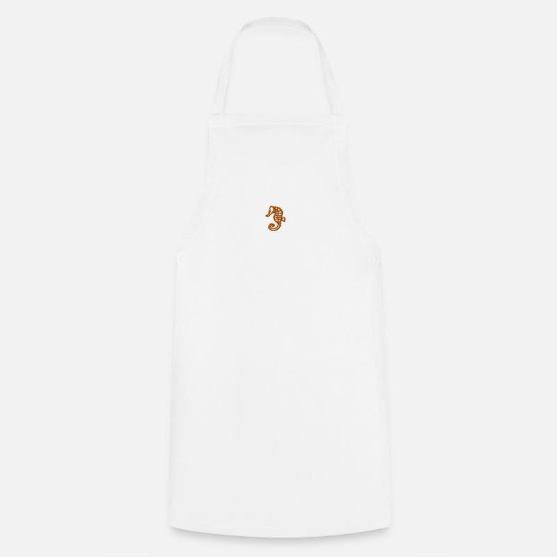 Hippocampe brodé - Tablier de cuisine - blanc