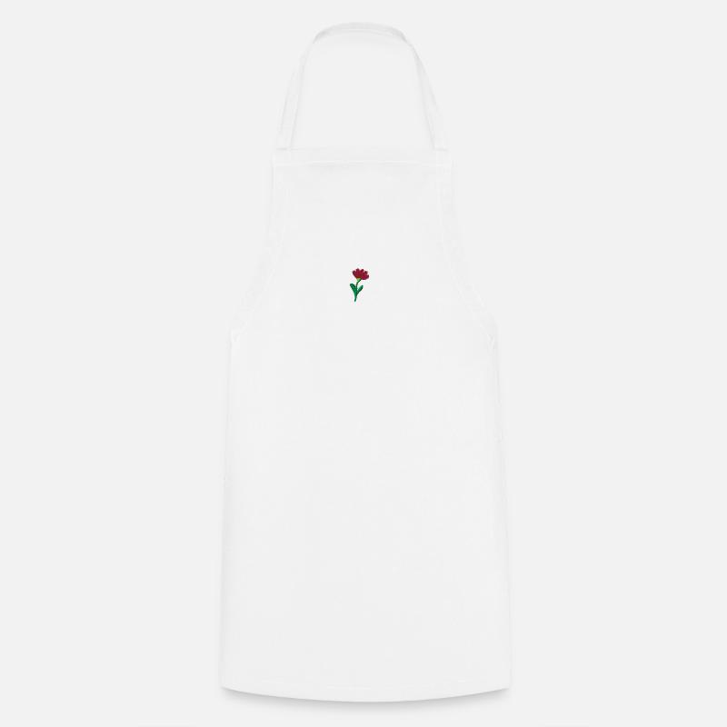 Fleur brodée - Tablier de cuisine - blanc