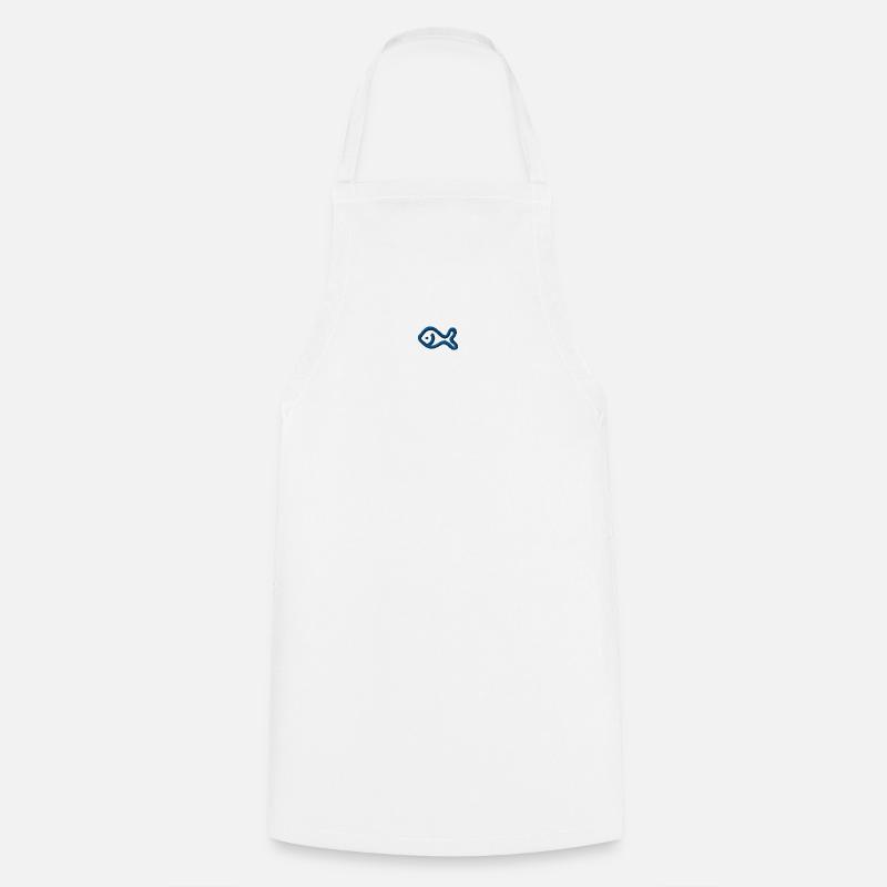 Fish embroidered - Cooking Apron - white
