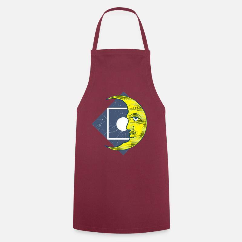 Moon face geometry - moon - Cooking Apron - bordeaux