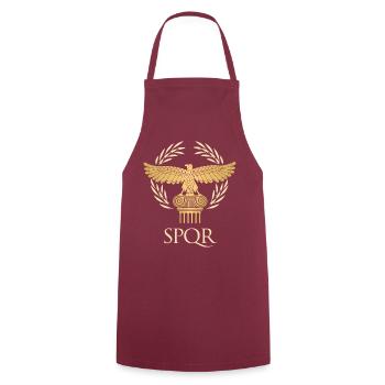 SPQR - Empire flag and republic Ancient Rome - Cooking Apron - bordeaux - Front - AI Model Male 185 dark (185cm)