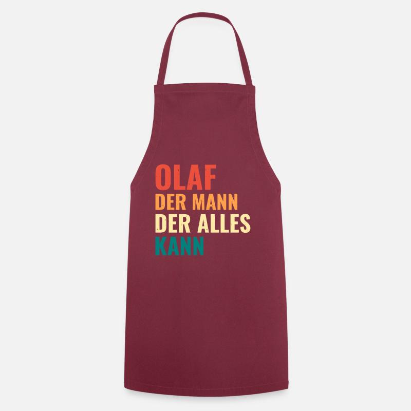 Olaf Der Mann Der Alles Kann Vorname Olaf - Kochschürze - Bordeaux