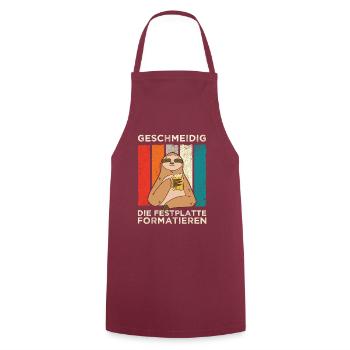 Geschmeidig Festplatte Formatieren Faultier Bier - Kochschürze - Bordeaux - Vorne - AI Model Male 185 dark (185cm)