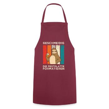 Geschmeidig Festplatte Formatieren Faultier Bier - Kochschürze - Bordeaux - Vorne - AI Model Male 185 dark (185cm)