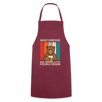 Geschmeidig Festplatte Formatieren Bär mit Bier - Kochschürze - Bordeaux - Vorne - AI Model Male 185 dark (185cm)