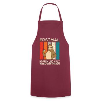 Erstmal Hopfen und Malz Wiederfinden Faultier Bier - Kochschürze - Bordeaux - Vorne - AI Model Male 185 dark (185cm)