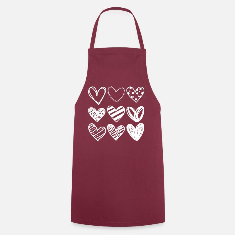 Doodle Hearts Sketchset - Cooking Apron - bordeaux