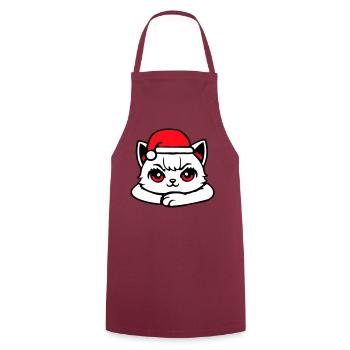 Chat Confiant Père Noël Chapeau Chaton Mignon - Tablier de cuisine - bordeaux - Devant - AI Model Male 185 dark (185cm)
