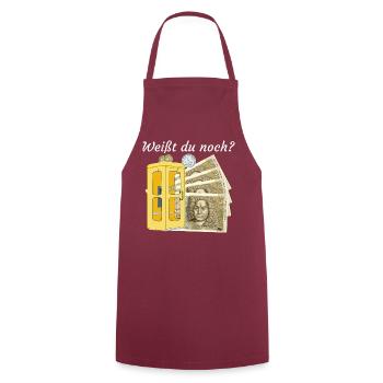 Weißt du noch? Handzeichnung Geld, Nostalgie  - Kochschürze - Bordeaux - Vorne - AI Model Male 185 dark (185cm)