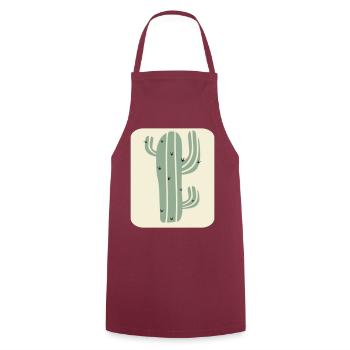 Minimalistische Kaktus Pflanze - Kochschürze - Bordeaux - Vorne - AI Model Male 185 dark (185cm)
