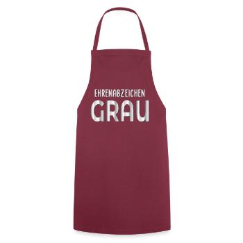 Ehrenabzeichen Graue Haare - Kochschürze - Bordeaux - Vorne - AI Model Male 185 dark (185cm)