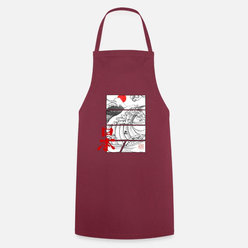 Japan Wave - Cooking Apron - bordeaux