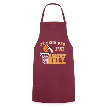 Je peux pas j'ai basket ball. T shirt basketball - Tablier de cuisine - bordeaux - Devant - AI Model Male 185 dark (185cm)