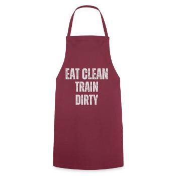 Eat Clean Train Dirty Gym Design - Cooking Apron - bordeaux - Front - AI Model Male 185 dark (185cm)