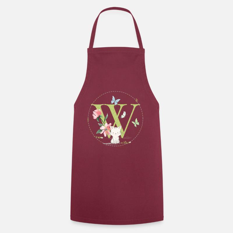 Initial letter W with cat - Cooking Apron - bordeaux