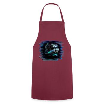 The skull whispers to the raven: Never! - Cooking Apron - bordeaux - Front - AI Model Male 185 dark (185cm)