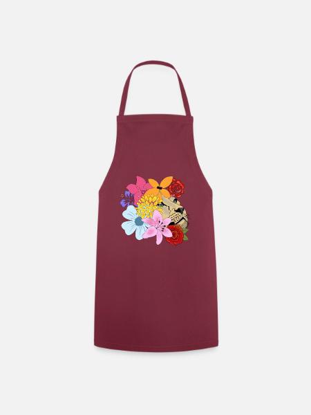 Löwin mit Blumen - Kochschürze - Bordeaux