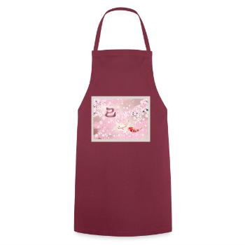 Chinese New Year 2025 Cherry Blossom Koi Fish - Cooking Apron - bordeaux - Front - AI Model Male 185 dark (185cm)