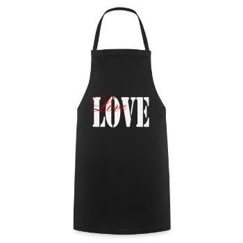 LOVE - Kochschürze - Schwarz - Vorne - AI Model Male 185 dark (185cm)