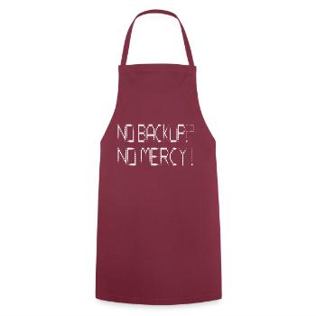 No backup? No Mercy! - Cooking Apron - bordeaux - Front - AI Model Male 185 dark (185cm)
