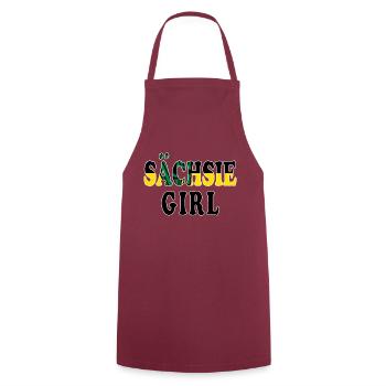 Sächsie Girl - Lustiger Denglish-Spruch - Kochschürze - Bordeaux - Vorne - AI Model Male 185 dark (185cm)